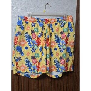 Club Room Yellow Floral & Tropical Print Swim Trunks